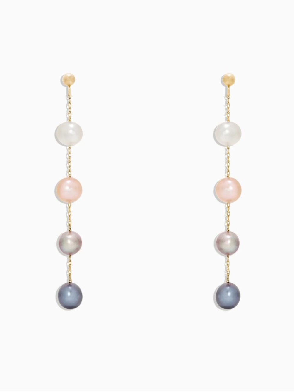 14K Yellow Gold Multi Color Cultured Pearl Earrings